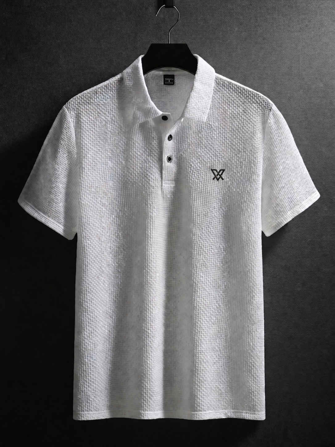 Premium Textured Polo Shirt –white Classic Fit VXcraft