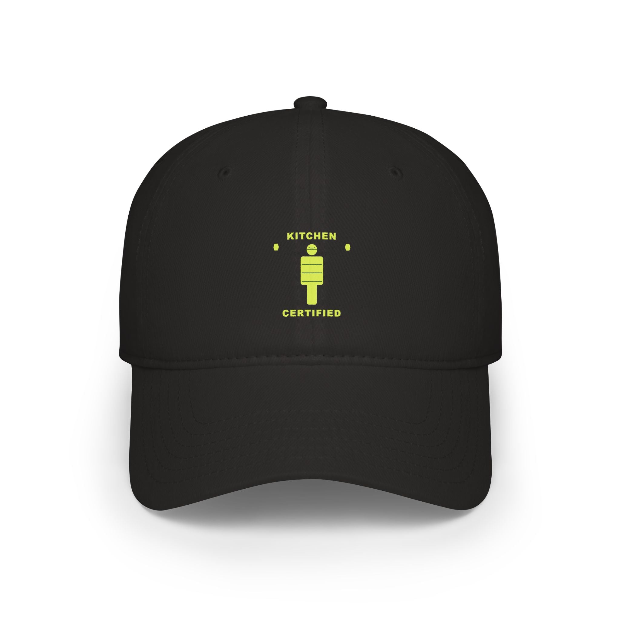 Kitchen Certified Low Profile Baseball Cap — Retro Chef Badge Hat