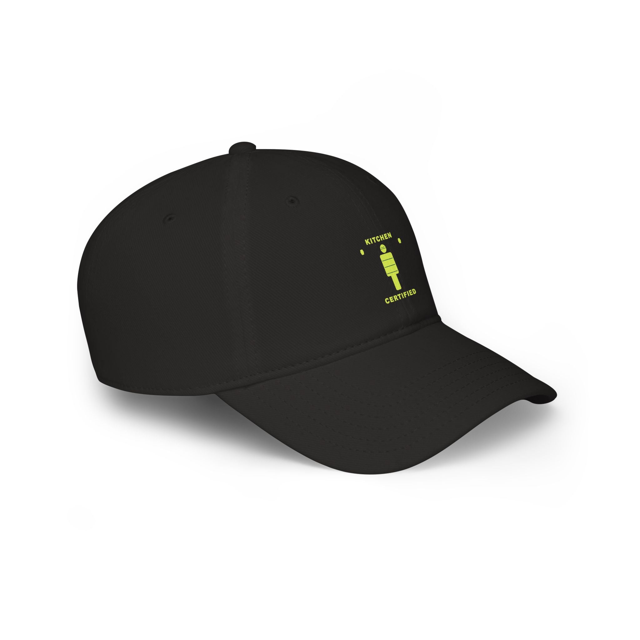 Kitchen Certified Low Profile Baseball Cap — Retro Chef Badge Hat