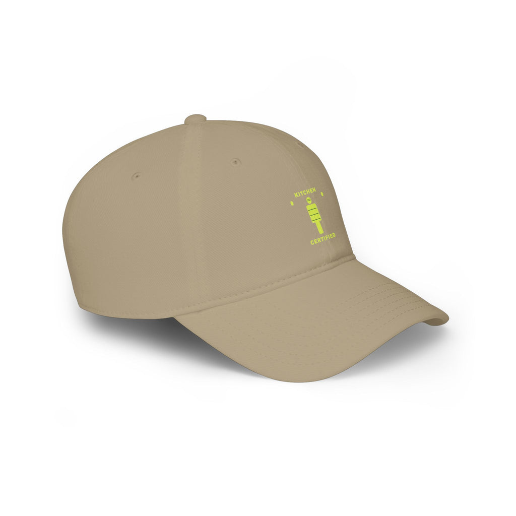 Kitchen Certified Low Profile Baseball Cap — Retro Chef Badge Hat
