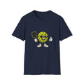 Pickleball Ball Cartoon T-Shirt — Cool Smiling Paddle Player Tee