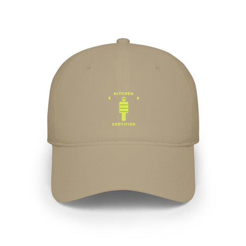Kitchen Certified Low Profile Baseball Cap — Retro Chef Badge Hat