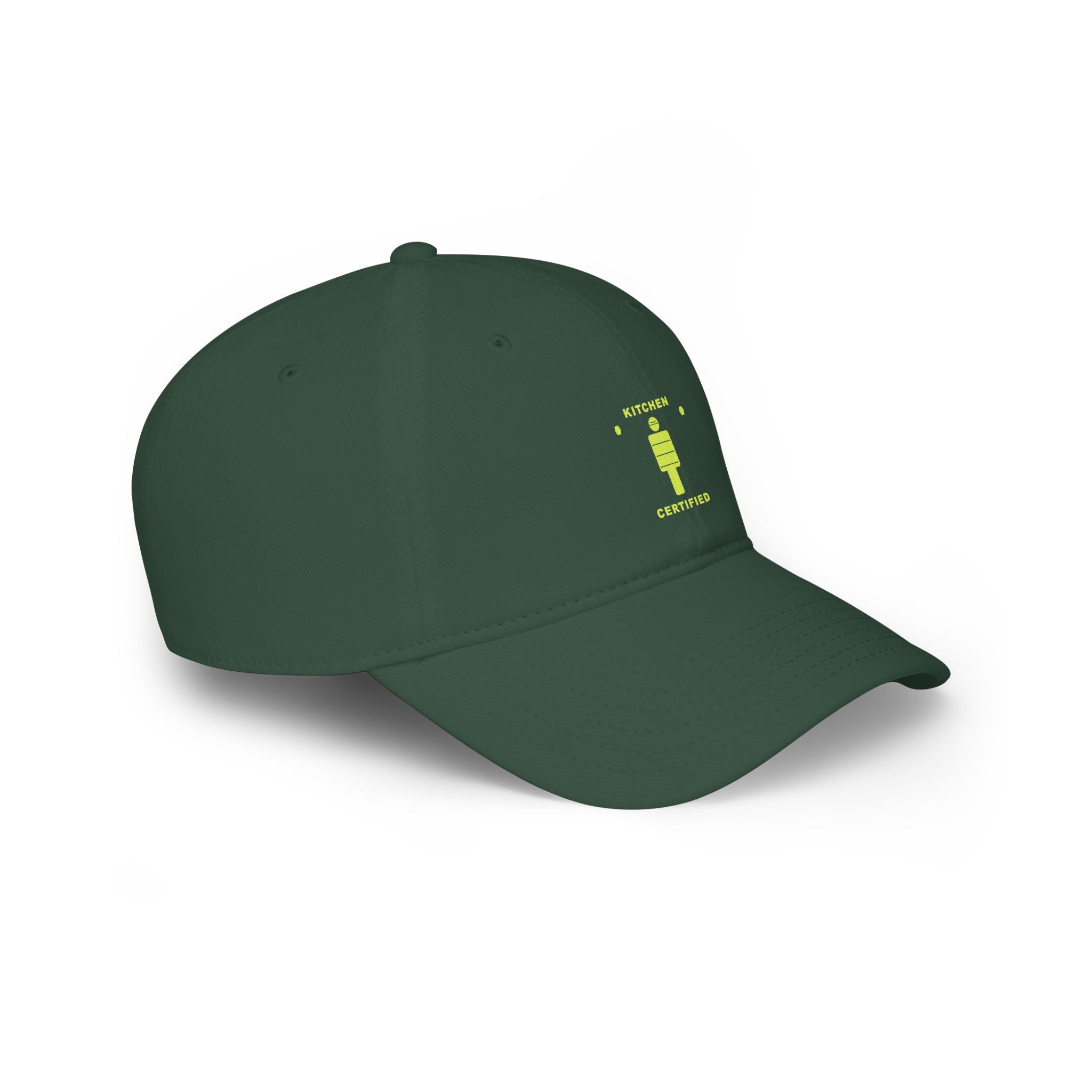 Kitchen Certified Low Profile Baseball Cap — Retro Chef Badge Hat