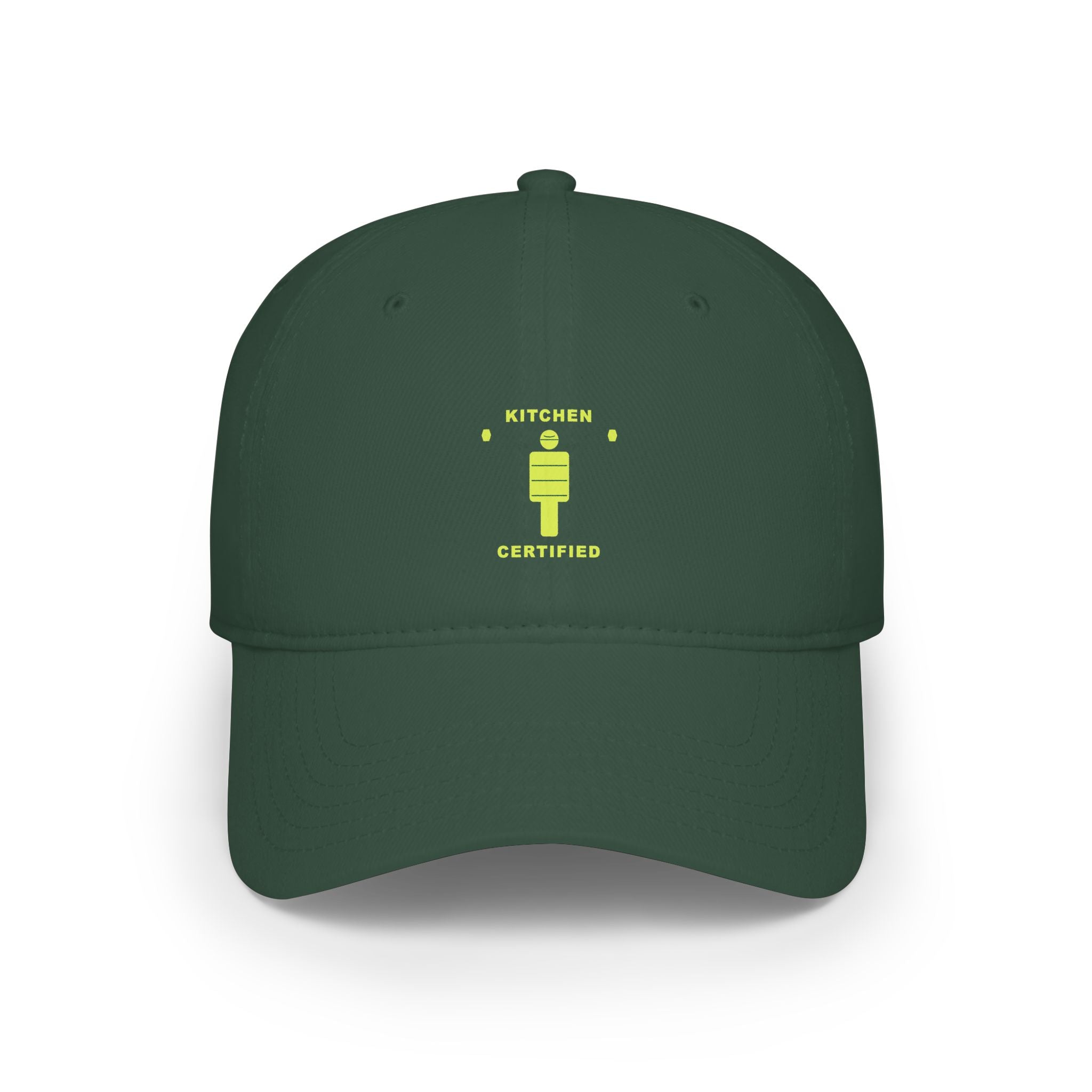 Kitchen Certified Low Profile Baseball Cap — Retro Chef Badge Hat