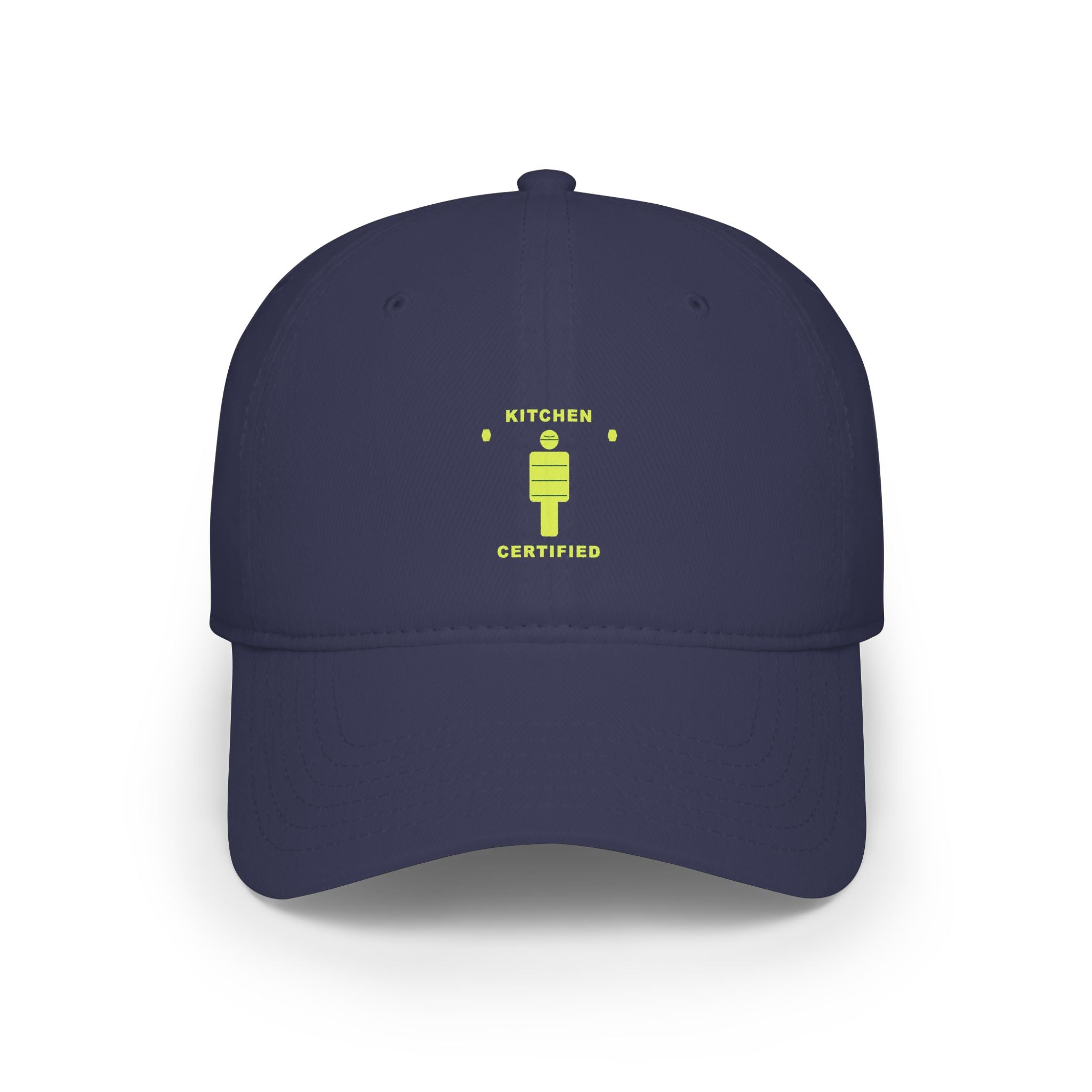 Kitchen Certified Low Profile Baseball Cap — Retro Chef Badge Hat